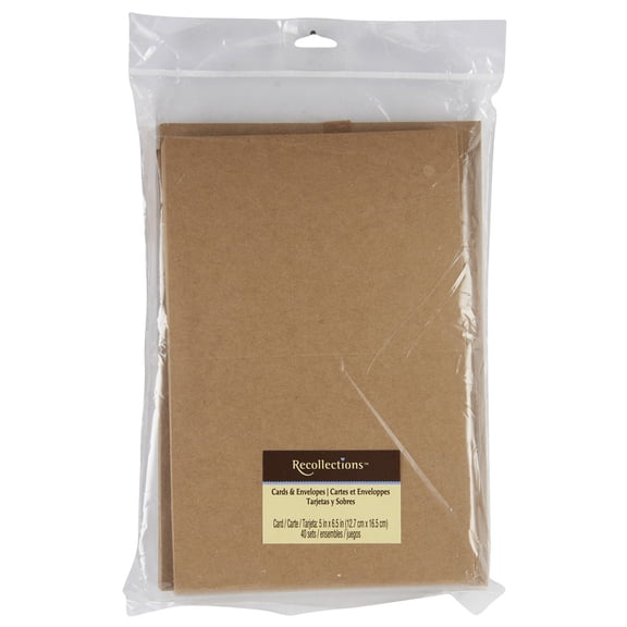 12 Packs: 40 ct. (480 total) 5" x 6.5" Kraft Cards & Envelopes by Recollections