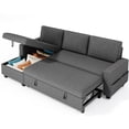 thumbnail image 5 of 80" Convertible Sleeper Sofa with Pull Out Bed, Lofka L-Shaped Sectional Couch with Storage Chaise, Linen Fabric Sofa for Living Room, Apartment,Dark Grey, 5 of 9