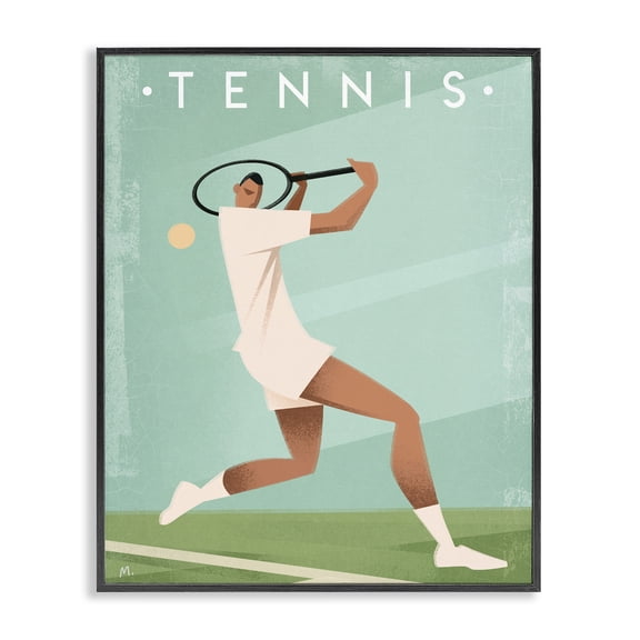 Stupell Industries Vintage Tennis Swing Black Framed Giclee Art, design by Martin Wickstrom