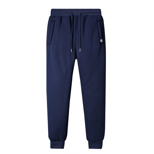 Men's Sherpa Lined Sweatpants Warm Winter Elastic Waist Drawstring Joggers Running Athletic Sport Pants with Pockets