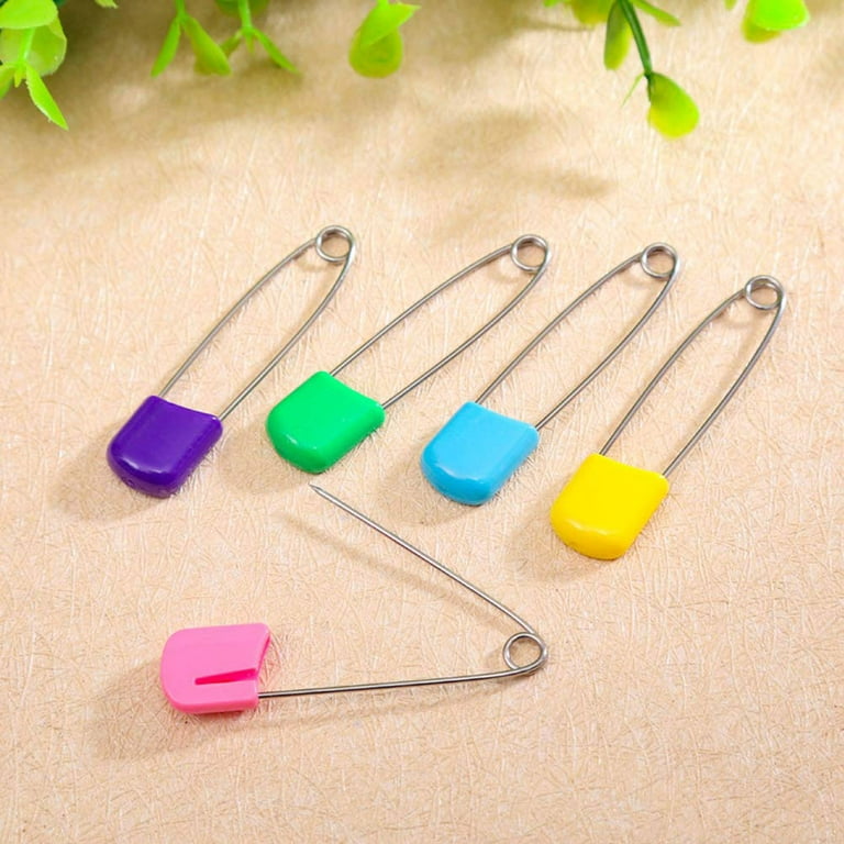 50 Pieces Diaper Pins Baby Safety Pins 2.2 Inch Plastic Head Cloth Diaper  Pins with Locking Closures Stainless Steel Nappy Pins with Velvet Bag  (White)