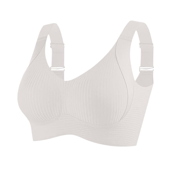 LNWUY Womens Cute Solid Color Breathable Comfortable Bra Full Coverage Seamless Padded Design Adjustable Bras Underwear White L