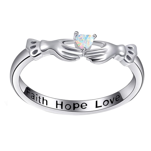 TANGPOET925 Sterling Silver Faith Hope Love Band Rings Birthday Valentine Jewelry Gifts For Women