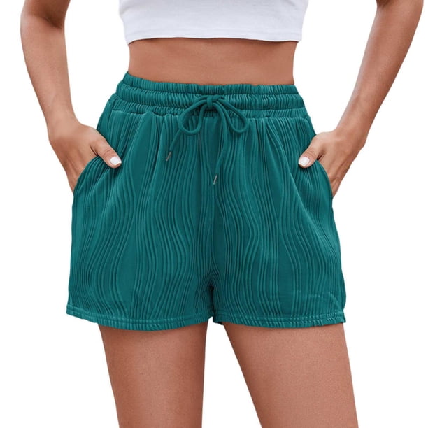 Krdevn Women's High-Waist Pleated Straight Leg Shorts - Loose Fit Casual Hot Pants for Sports or Everyday Wear,Size S