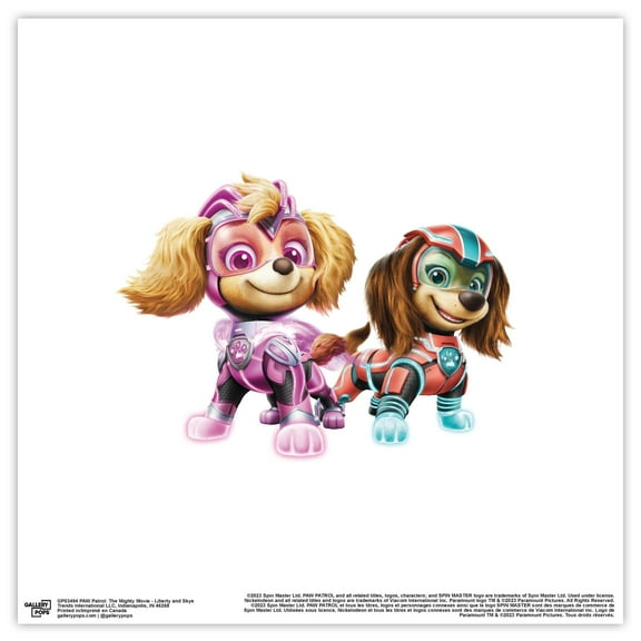 Gallery Pops Nickelodeon PAW Patrol: The Mighty Movie - Liberty and Skye Wall Art, Unframed Version, 12" x 12"