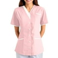 thumbnail image 4 of Wutalume Women's Quick Dry Fabric Solid Color V-Neck Short Sleeve Scrub Top, Healthcare and Medical Work Uniform,Pink XL, 4 of 4
