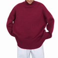 thumbnail image 3 of Women'S Sweater Thick Long Sleeve Knit Pullover High-Low Hem Fashion Autumn and Winter Basic Pullover Top Wine Red M, 3 of 9
