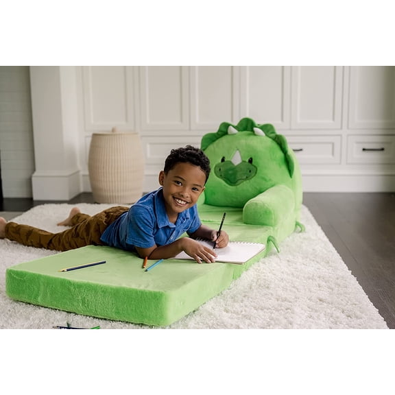 Soft Landing - Elite Seats - Premium Character Sofa Seat & Transformable Fold-Out Lounger with Carrying Handle - Dino