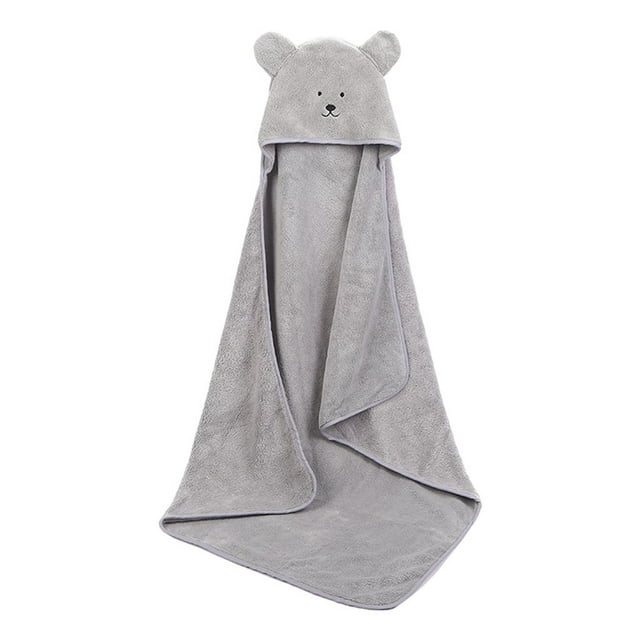 Toalla con capucha para bebé, toallas infantiles, manta, bata de baño, diseño de dibujos animados, artículos esenciales de regalo. Gris