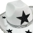 thumbnail image 3 of Versátil sombrero de vaquero occidental, sombrero de borde de lentejuelas con cordón, adorno de pentagrama, sombrero de para fiesta de Yinane Sombrero de vaquero, 3 of 8