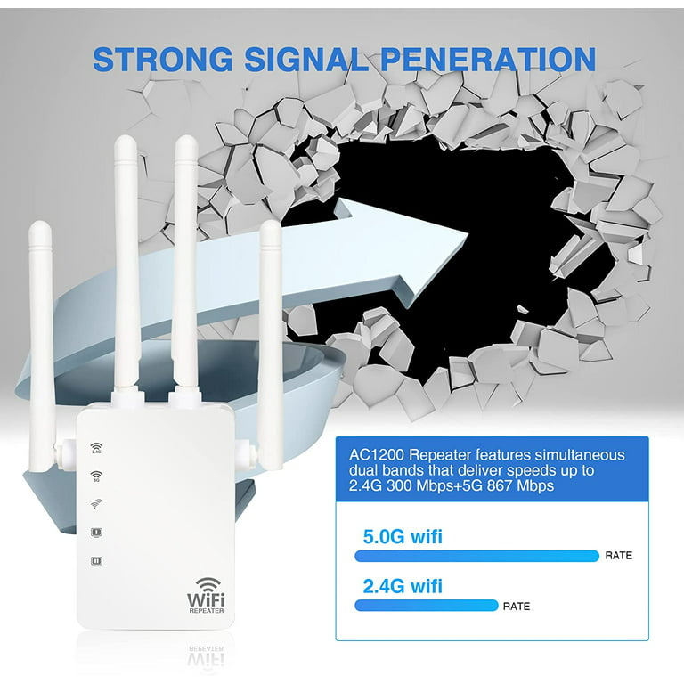 2021 WiFi Extenders Signal Booster for Home,Wall-Through Strong WiFi Range  Extender 1200Mbps,up to 3000 Sq.ft Full Coverage, Wireless Internet