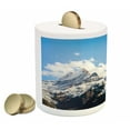 thumbnail image 2 of Mountain Piggy Bank, Snowy Mountain Scenery in the Summertime Cloudy Sky Natural Beauty Pattern, Ceramic Coin Bank Money Box for Cash Saving, 3.6" X 3.2", White Blue Brown, by Ambesonne, 2 of 4