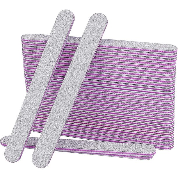 50 limas de uñas profesionales, grano 100/180 de doble cara, grano de gel para manicura, salones de decoración de uñas domésticos o profesionales, forma de núcleo recto gris morado17.
