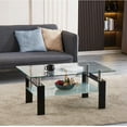 thumbnail image 6 of Modern Glass Coffee Table, 2-Tier Clear Tempered Glass Rectangle Tea Table for Living Room, 39.4"x23.7"x17.72" Stylish Center Table with Ample Storage, 6 of 6
