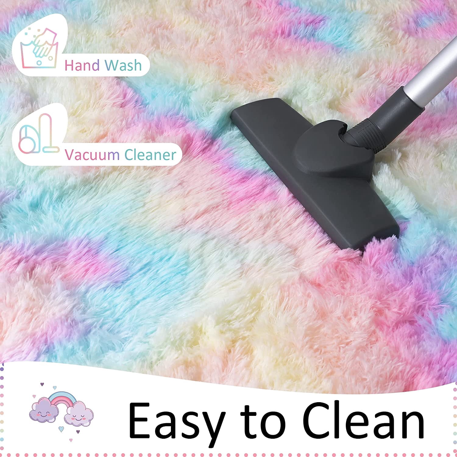Lochas Cute Rainbow Area Rug Fluffy Colorful Carpet Soft Rugs for Living Room Bedroom Home Decor,4'x6',Rainbow