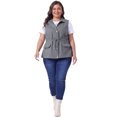 thumbnail image 3 of DARING DIVA Women's Plus Size Lightweight Sleeveless Anorak Cargo Vest 2X Gray Blue, 3 of 6