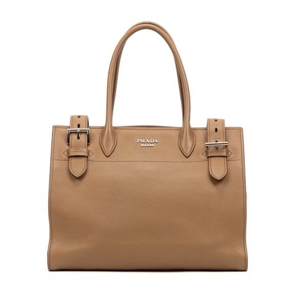 Pre-Owned Prada Beige Tote Bag Shoulder Bag Vitello Daino Calfskin Leather