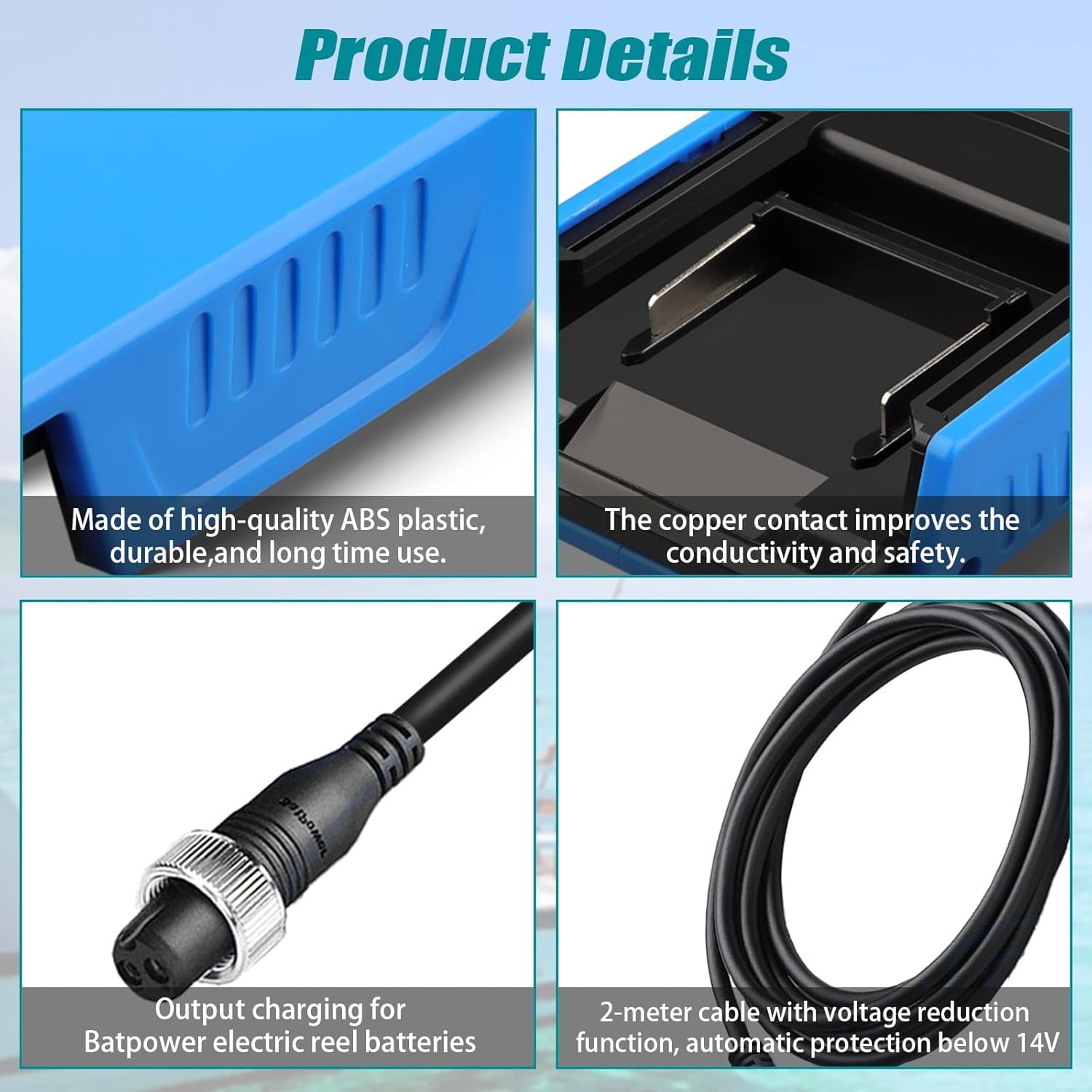 Fishing Reel Battery Adapter Power Cord Cable for Craftsman 20V V20 Dewalt makita Milwaukee M18 18V Battery Compatible with Daiwa 14.4V SEABORG 800MJ,SABORG 1200MJ 1200 800 Electric Fishing