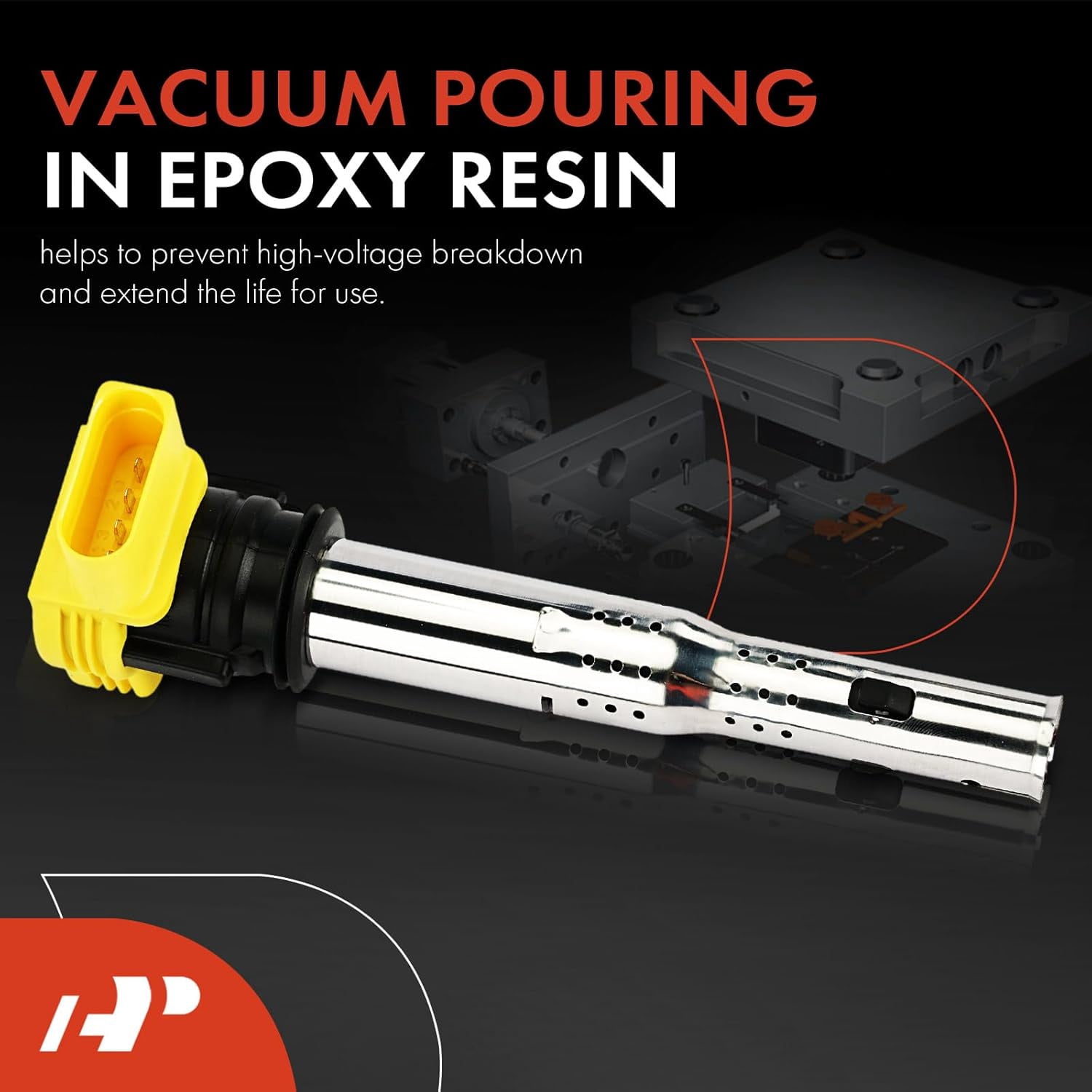 A-Premium (Yellow) Engine Ignition Coil Pack Compatible with Volkswagen Jetta 2005-2018, Passat 2012-2015, Golf 2010-2014, Beetle, Rabbit & Lamborghini Gallardo & Audi TT RS Quattro, 5-PC Set