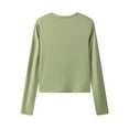 thumbnail image 4 of Duoif Compression Shirts Woman, Women's Crew Neck Slim Fit Shirts Going Out Tops Basic Tees Long Sleeve Shirts for Women Green XL, 4 of 9