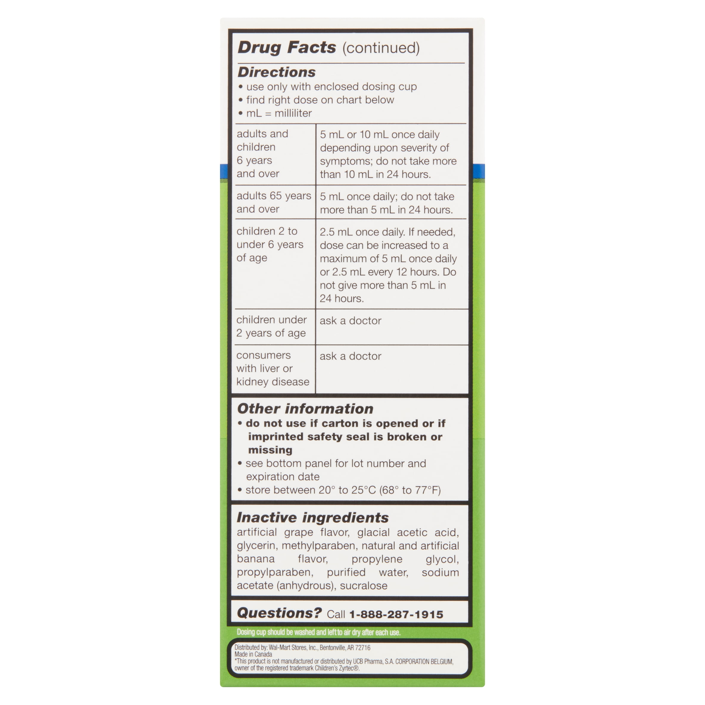 Equate Children S Allergy Relief Dosage Chart