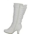 thumbnail image 4 of Top Moda Auto-2 Women's Mid Calf Buckle Strap PU Leather Kitten Heel Boots WHITE 6.5, 4 of 5