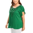 thumbnail image 2 of Uhndy Lace Patchwork Plus Size Women V-neck Tops Summer Blouse, 2 of 5