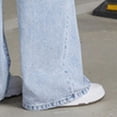 thumbnail image 5 of TOWED22 Girl's Bowknot Print Washed Jean Elastic Waist Denim Pants Straight Leg Trousers with Pockets Light Blue,10-11 Y, 5 of 7