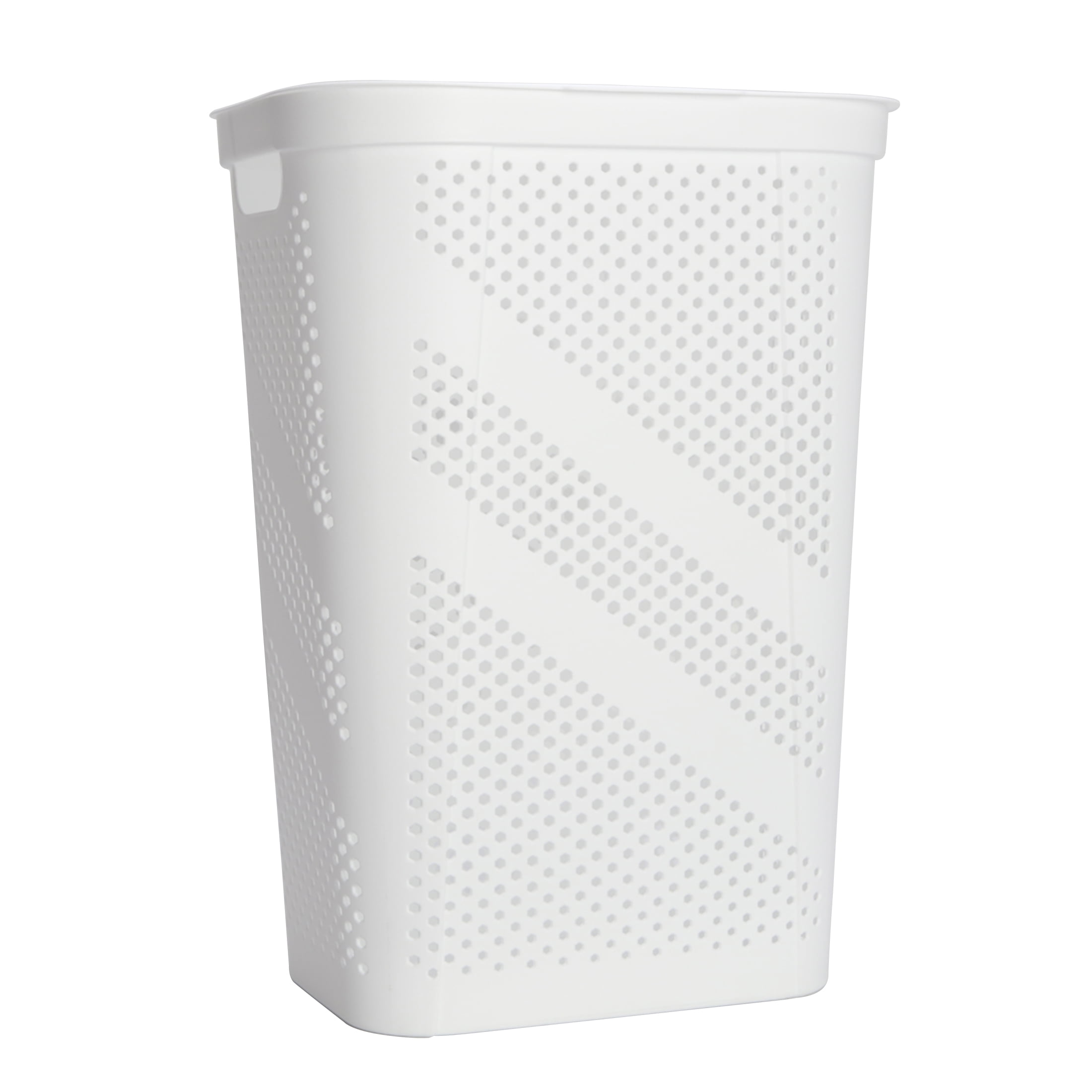 Mainstays 24" Plastic Hinged-Lid Rectangle Laundry Hamper, White, Adult