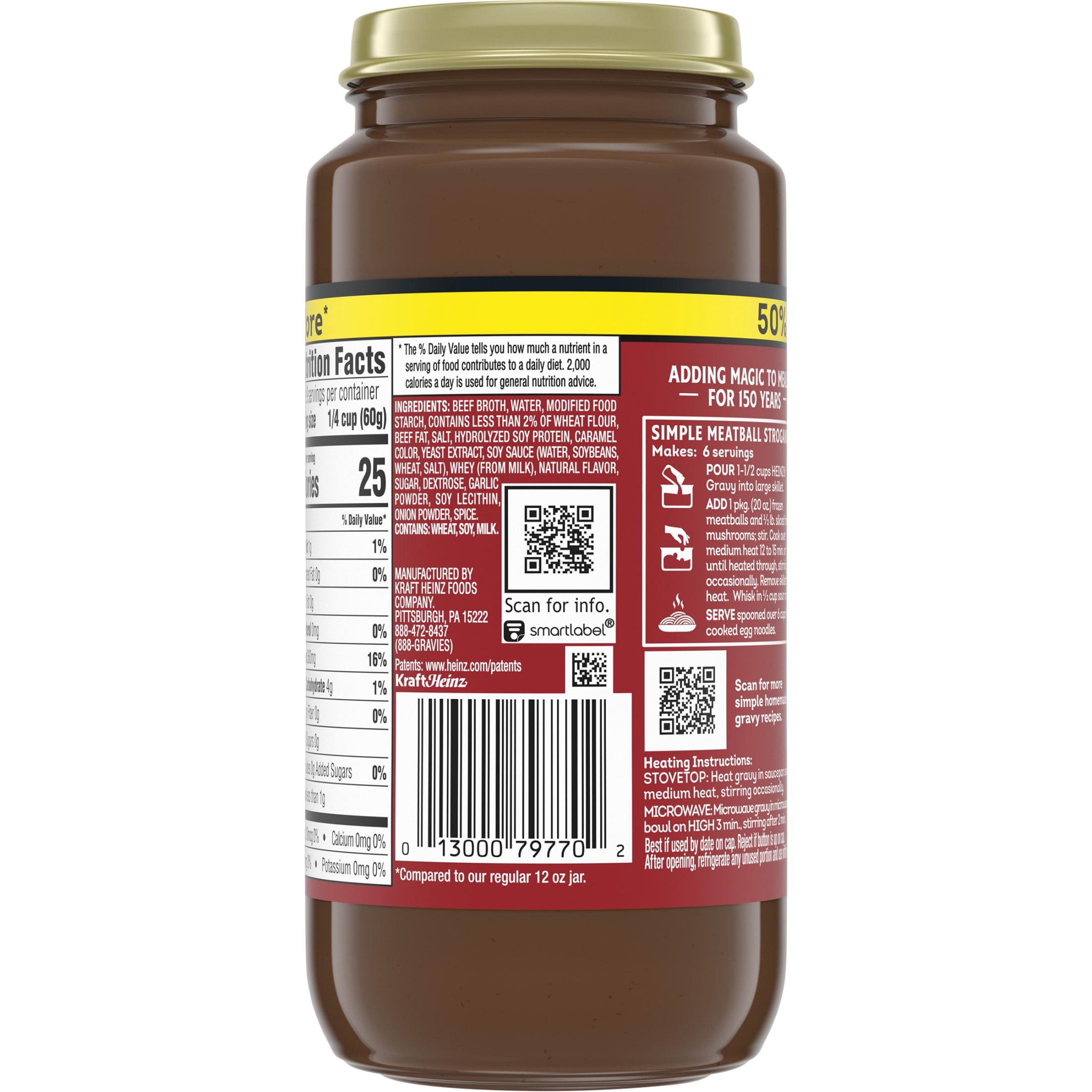 (2 pack) Heinz HomeStyle Beef Gravy Value Size, 18 oz Jar