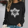 thumbnail image 6 of Women's Christmas Sweatshirts Long Sleeve Crewneck Ribbed Cuffs Holiday Pullover Shirts Black-1 L, 6 of 6