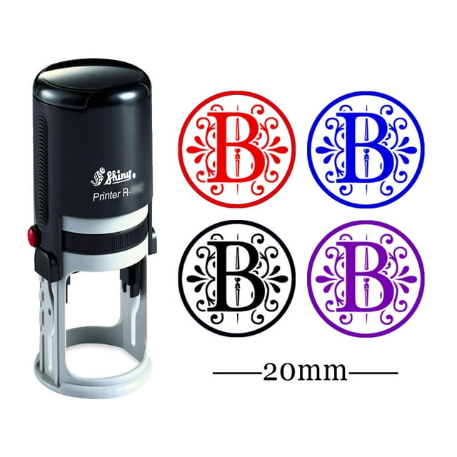 Custom A-Z Alphabet Stamp In Black Ink Monogram Round Rubber Stamp Self Inking Initial Stamp SHINY Mini Stamper 20 mm