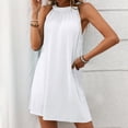 thumbnail image 3 of Zpanxa Women's Fashion Halter Neck Sleeveless Dress Solid Color Casual Beach Dress Summer Sundress, 3 of 7