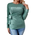 thumbnail image 7 of Qingpeng Maternity Shirt Crewneck Long Sleeve Basic Top Ruch Sides Bodycon Solid T Shirt for Pregnant Women, 7 of 7