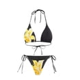 thumbnail image 3 of Stamzod Womens Bikini Sets 3 Piece Swimsuits Floral Halter Bathing Suit with Sheer Cover Up Swim Skirts Yellow D L, 3 of 4