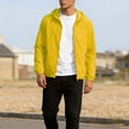 thumbnail image 4 of GUZOM Mens UPF 50+ Sun Protection Lightweight Packable Hooded Nylon Spandex Windbreaker Jacket Water Resistant Breathable with Zippered Pockets for Travel Hiking Yellow,Size XL, 4 of 9