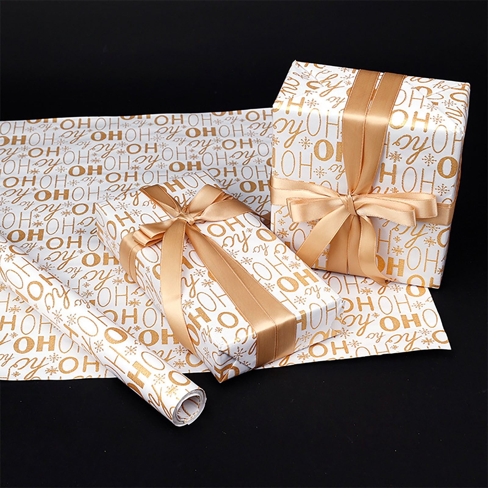 Mouliraty Gold-Foil Christmas Wrapping Paper 118in Roll Thick Gift, for Christmas, Winter Holiday, Party, Celebration, A