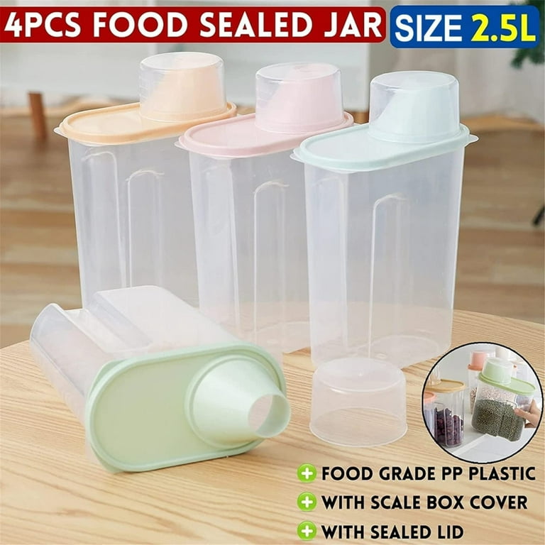 Besmall Cereal Containers Storage,2L Airtight Large Dry Food Storage  Containers with Pouring Spout, Measuring Cup for Flour and Grain,BPA Free