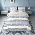 thumbnail image 3 of Homewish Geometric Stripes Twin Bedding for Girls, Blue Gray White Bedding Comforter Set, Gray Reversible, 7 Pieces, 3 of 6