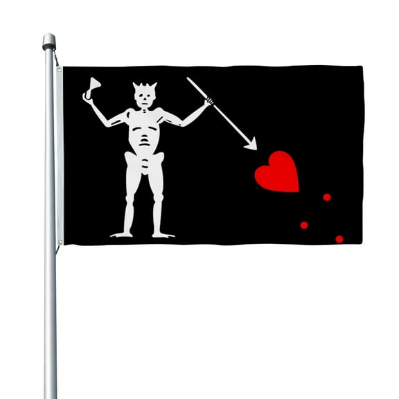 Aihccy Pirate of Blackbeard (Edward Teach) Flag with Brass Grommets Size - 3x5Ft