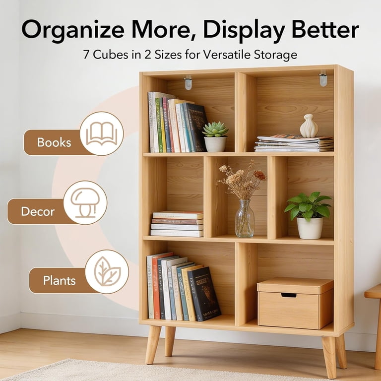 Taoset 3-Tier Cube Bookshelf, 43-Inch Tall Organizer photo 4