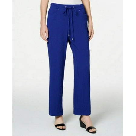 JM Collection Women's Crinkle Wide Leg Pants Jazzy Blue Size XX-Large