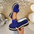 thumbnail image 4 of SACFOF Patent Leather Bow Loafers for Women Comfort Round Toe Slip On Anti Slip Low Chunky Heel Penny Loafers for Work Daily Casual Dressy, 4 of 5