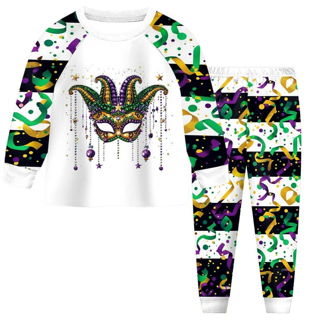 Ensemble Pyjama 2 Pcs pour Garçons et Filles T-Shirt et Pantalon Tenue pour Enfants Fête de Carnaval