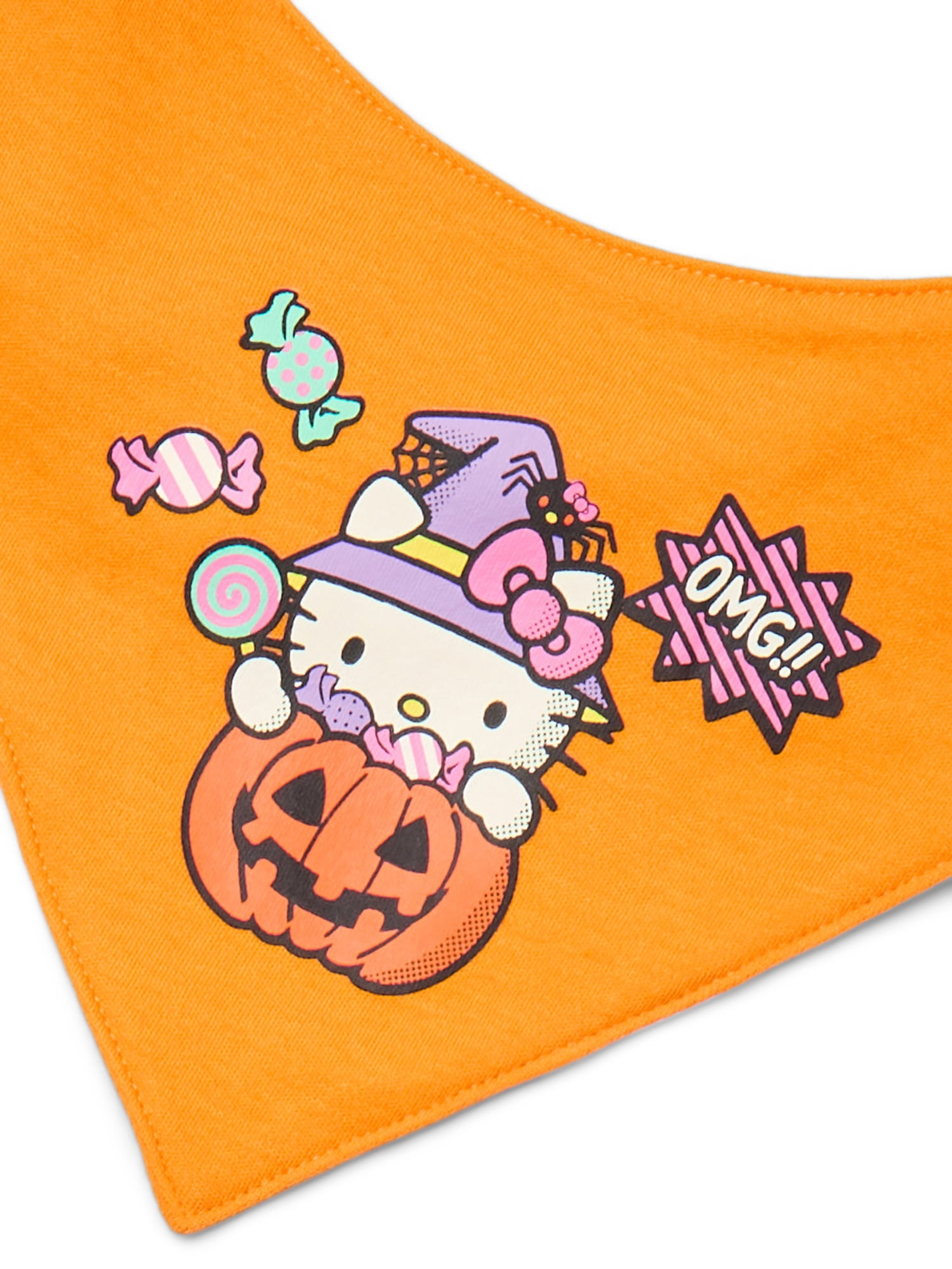 Halloween Hello Kitty and Friends Baby Girls Bodysuit and Pants with Bib Outfit Set, 3-Piece, Sizes 0M-12M