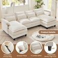 thumbnail image 4 of JONPONY109.45" U Shaped Couch,Oversized 4 Seat Sectional with 4 Waist Pillows, Convertible Upholstery Symmetrical Sofá,Sleeper Sofa Couch with Double Chaise Lounge &Memory Foam for Living Room, Beige, 4 of 17