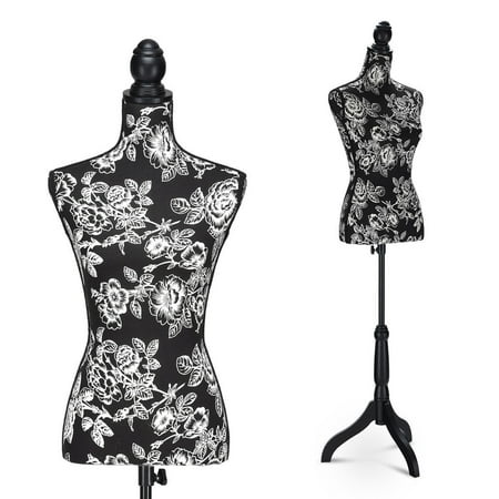 - Costway Height Adjustable Female Mannequin Torso Dress Form Display w/Black Tripod Stand