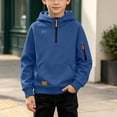 thumbnail image 5 of Boys Half Zip Hoodies Fashion Casual Long Sleeve Loose Fit Kids Pullover Sweatshirt Navy 12 Years, 5 of 8
