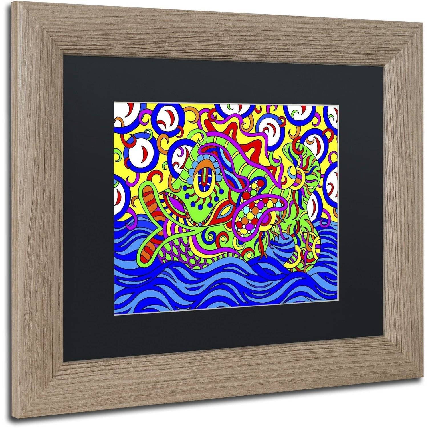 Trademark Fine Art "Freddy the Fish Swimming" Canvas Art by Kathy G. Ahrens, Black Matte, Birch Frame