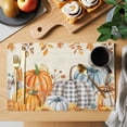 thumbnail image 2 of Orange Pumpkins Fall Placemats Set of 2, Thanksgiving Maple Leaf Rustic Washable Wipeable Table Mats for Dining Tables, Indoor Outdoor Kitchen Place Mats for Holiday Party Table Decor, 2 of 9